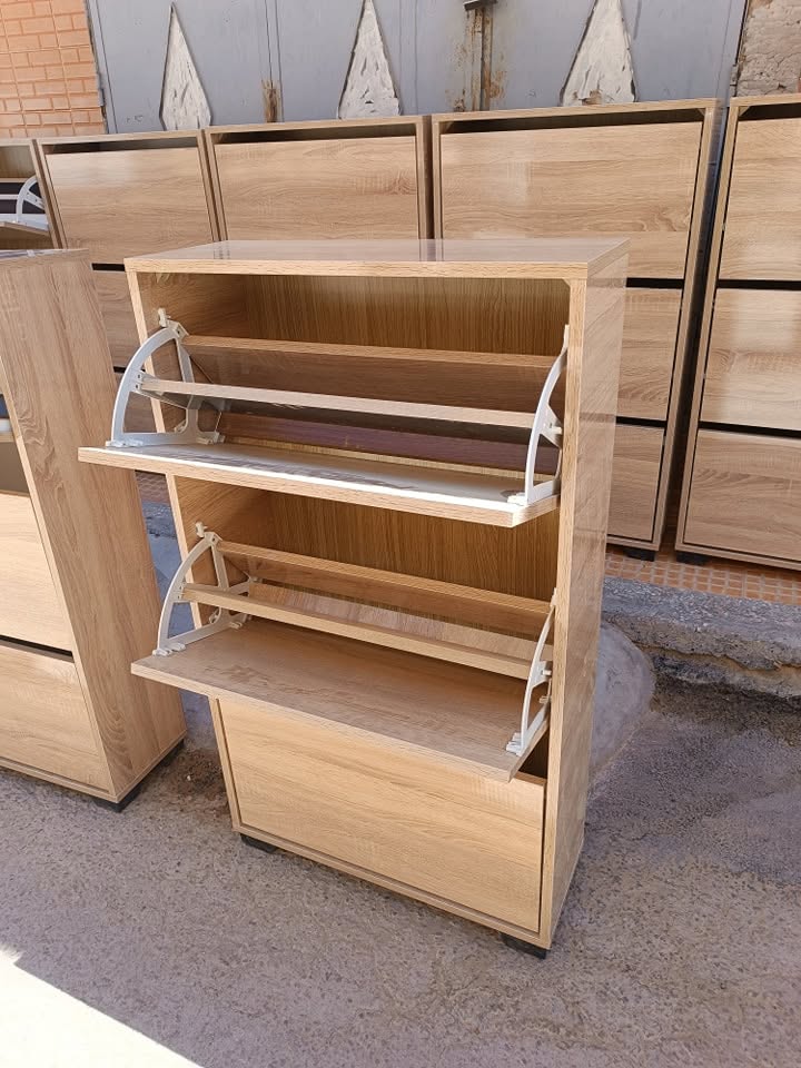 Meuble à Chaussures MDF 120x70x20cm - 3 Étages (Blanc, Beige, Marron) | خزانة أحذية