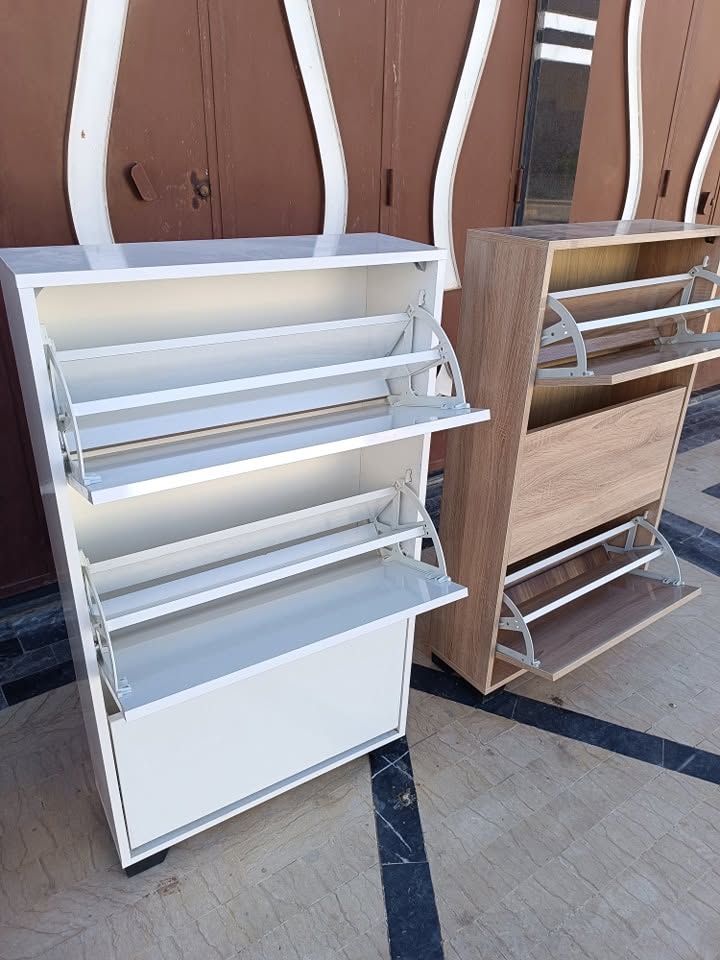 Meuble à Chaussures MDF 120x70x20cm - 3 Étages (Blanc, Beige, Marron) | خزانة أحذية