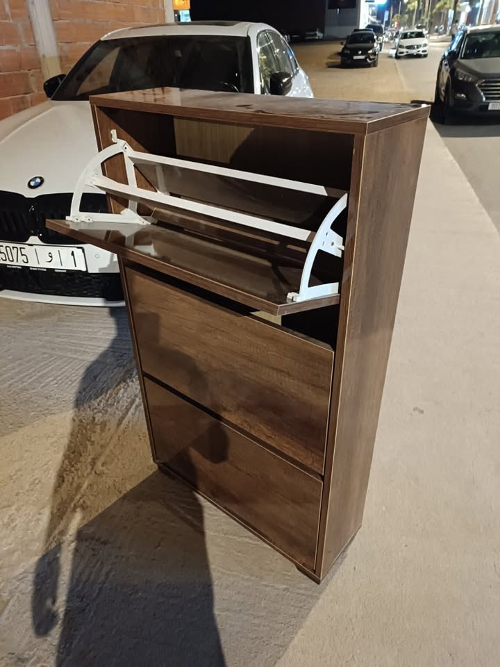 Meuble à Chaussures MDF 120x70x20cm - 3 Étages (Blanc, Beige, Marron) | خزانة أحذية