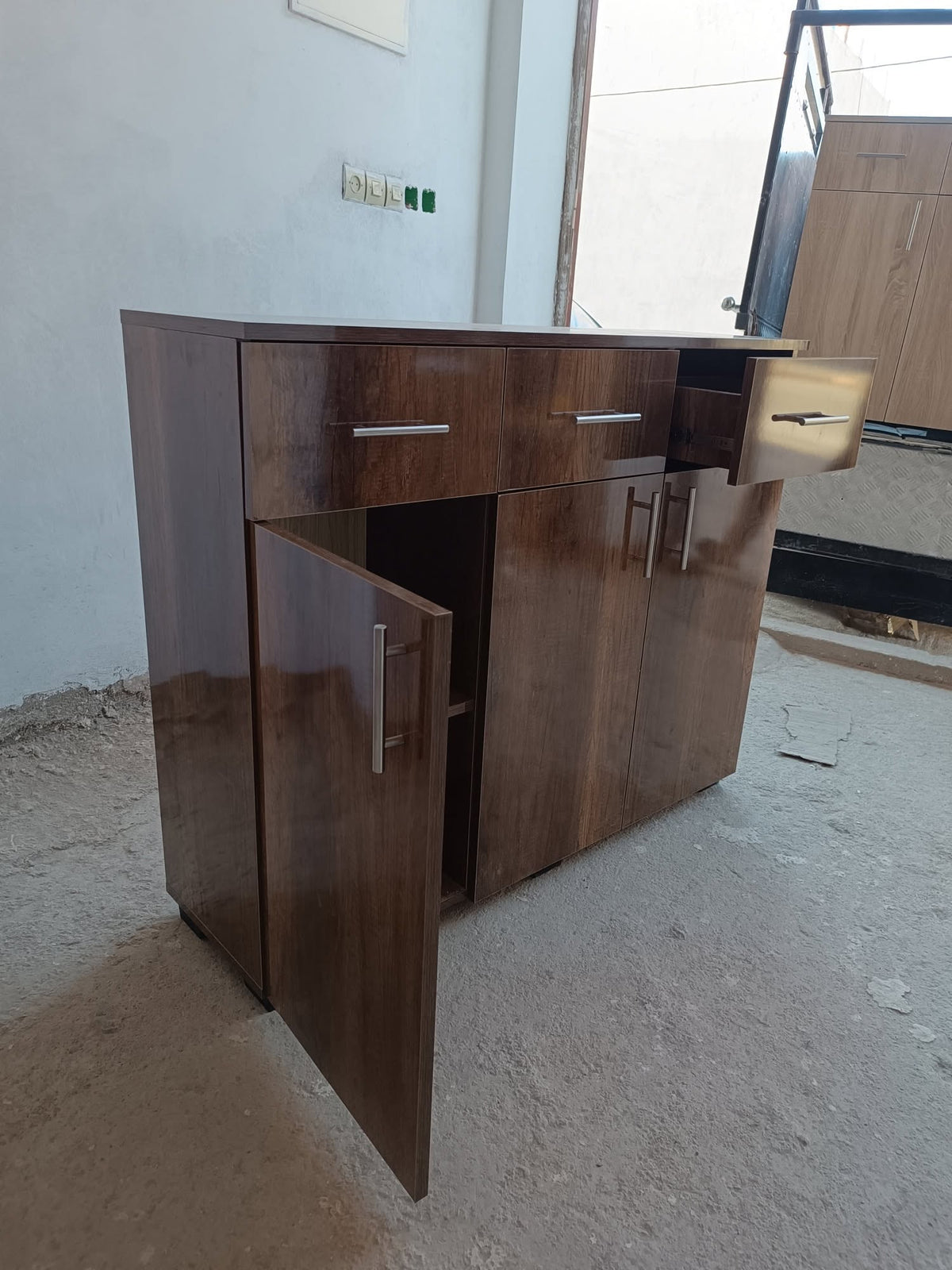 Buffet MDF 120cm/105cm - Design Moderne (Blanc, Beige, Marron) | بوفيه