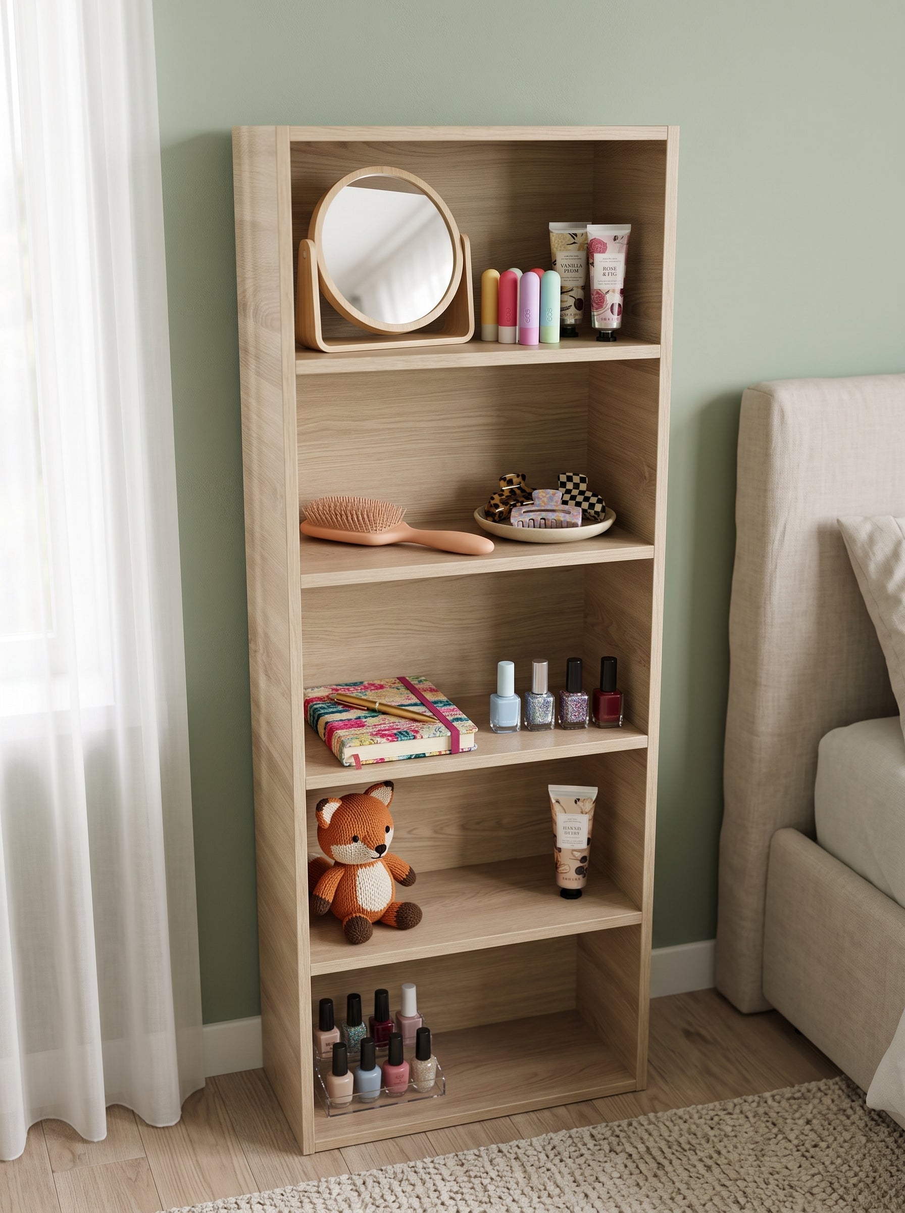 Étagères en Bois MDF 180x60x25cm - 5 Étages (Blanc, Beige, Marron) | رفوف خشبية MDF