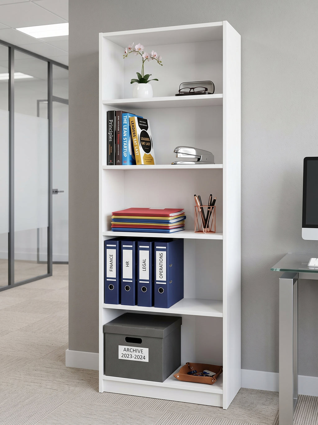 Étagères en Bois MDF 180x60x25cm - 5 Étages (Blanc, Beige, Marron) | رفوف خشبية MDF
