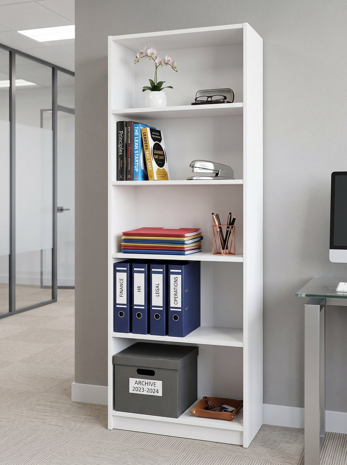 Étagères en Bois MDF 180x60x25cm - 5 Étages (Blanc, Beige, Marron) | رفوف خشبية MDF