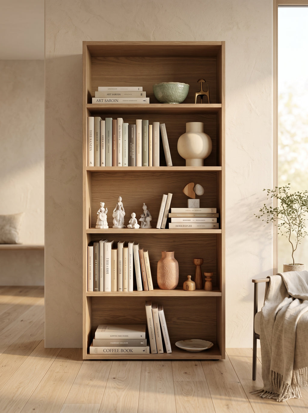 Étagères en Bois MDF 180x60x25cm - 5 Étages (Blanc, Beige, Marron) | رفوف خشبية MDF