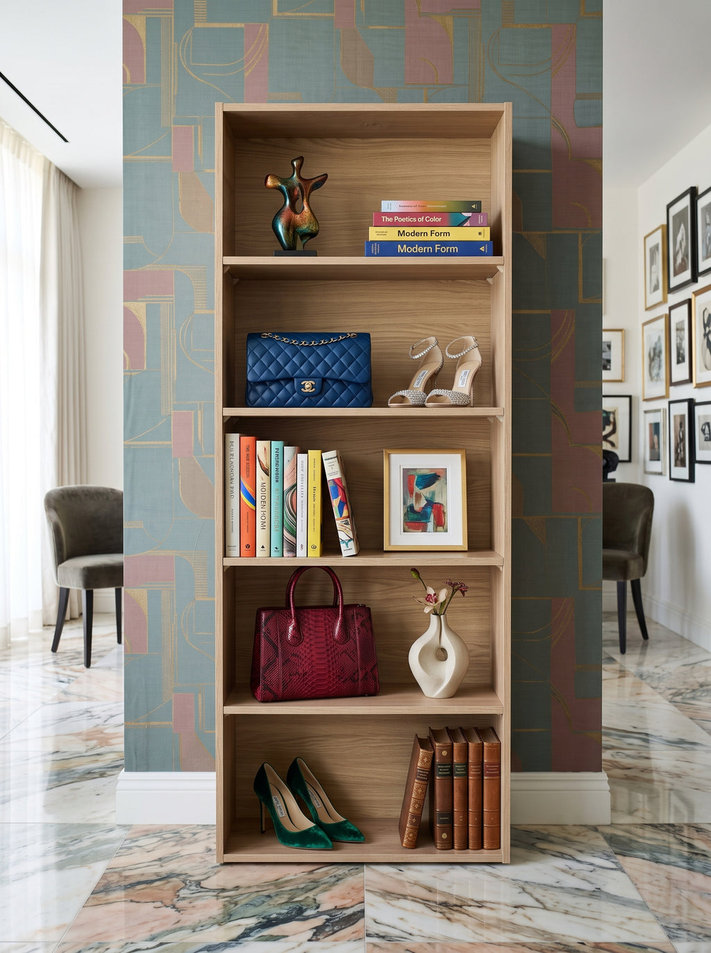 Étagères en Bois MDF 180x60x25cm - 5 Étages (Blanc, Beige, Marron) | رفوف خشبية MDF