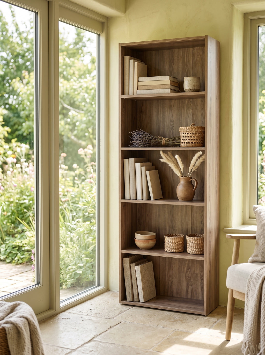 Étagères en Bois MDF 180x60x25cm - 5 Étages (Blanc, Beige, Marron) | رفوف خشبية MDF