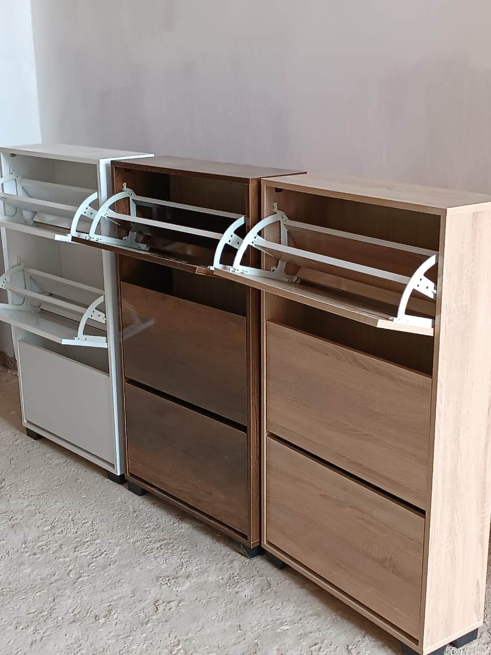 Meuble à Chaussures MDF 120x70x20cm - 3 Étages (Blanc, Beige, Marron) | خزانة أحذية